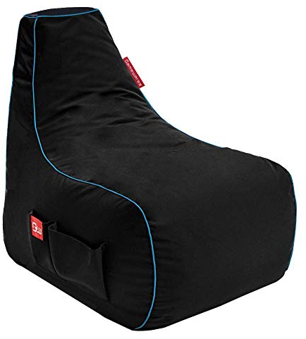 GAMEWAREZ Arctic Mage – Gaming-Sitzsack Indoor und Outdoor geeignet, mit Rückenlehne zum Zocken, praktische Seitentasche, robust und reißfest, Made in Germany, schwarz-blau