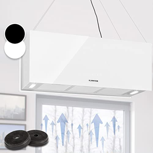 Klarstein Hanging Island Cooker Hood, Extractor Fan for Kitchen Islands, 577m³/h Airflow, Timer, Adjustable Kitchen Extractor Fan with Modern Design, 3 Mode Cooker Hoods, Activated Carbon Filters