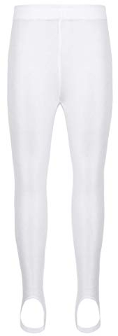 Aislor Kinder Strumpfhose Ballett Leggings mit Steg Mädchen Jungen Ballettkleidung Tanzhose Lang für Tanz Yoga Sport Gymnastik Schwarz Weiß Weiß 152-164