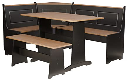 Linon Black and Pecan Breakfast Dining Set Ardmore Nook