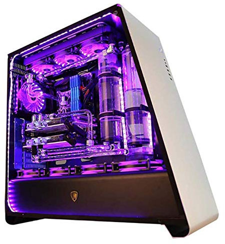 ZXFF Cas De Jeu Informatique, Mid-Tower ATX/M-ATX/ITX PC PC Cas D'ordinateur, Panneau Latéral en Verre Trempé, USB 3.0, Boîtier Refroidi À l'eau