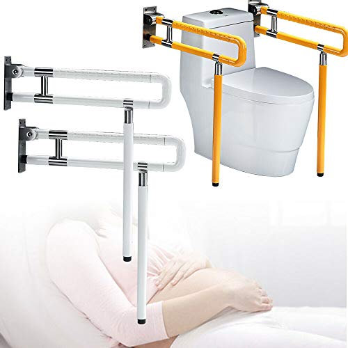 Barre d'appui de Toilette Pliante, Poignée de sécurité de salle de bain poignée - pour baignoires et toilettes - personnes âgées, handicapées, enceintes 60cm (blanc)