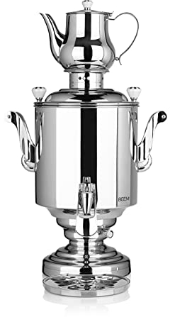 BEEM 07348 Katharina Samowar, Porzellan, Edelstahl, 15 liters, Silber