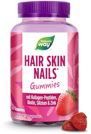 Biotin Gummibärchen I 2500 µg Biotin hochdosiert I Hair Skin Nails Gummies mit Erdbeergeschmack I Laktosefreie glutenfreie Hair Vitamins I Alternative zu Haut Haare Nägel Kapseln I 60 Stk