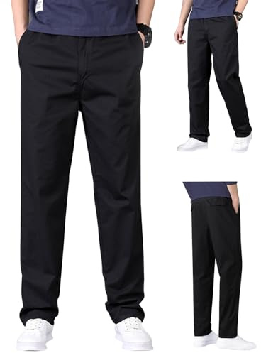 Aotoyou Pantalon Homme Taille Elastique Coton Léger Baggy Noir 4XL