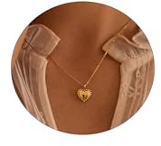 SUFOPE Gold Heart Necklaces for Women, 14K Gold Plated Cute Heart Pendant Necklace Minimalist Love Choker Chain Jewelry Gifts for Women