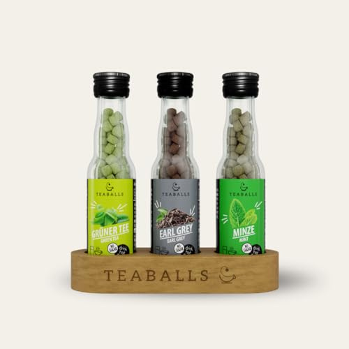 TEABALLS – 3ER SET CLASSIC MIX – Grüner Tee, Earl Grey, Minze – ca. 120 Tassen Tee – klassischer Teegenuss ohne Beutel – zuckerfrei – Geschenk für Tee-Puristen