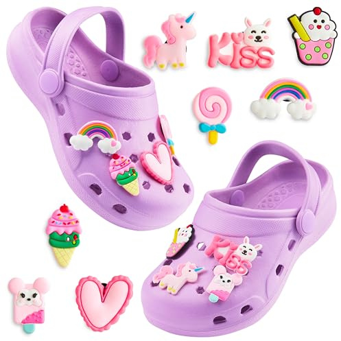 CityComfort Clogs con Rimovibile Charms Bambina, Spiaggia e Ciabatte Piscina (Viola, 26-27 EU)