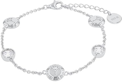 JOOP! Halskette aus 925 Sterling Silber für Damen, Halsschmuck, teilw. mit Schmuckstein, Silber 925 rhodiniert, Kommt in passender Schmuckbox