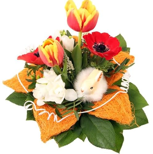 Blumenfee Oster-Blumen Blumenstrauß Stupsnase mit Freesien, Tulpen, Veronica und Anemonen