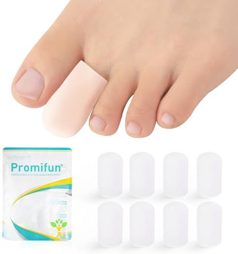 8 Pcs Silicone Toe Protectors Toe Caps - Promifun Gel Toe Covers for Women Men - Toe Cushions and Protects Provide Relief from Missing or Ingrown Toenails, Corns, Blisters, Hammer Toes(8M)