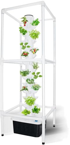 Torre hidropónica, kits y sistemas de cultivo hidropónico, sistema de cultivo hidropónico de jardín de 45 agujeros Jardinera de jardín inteligente Torre hidropónica vertical con luz LED de crecimiento