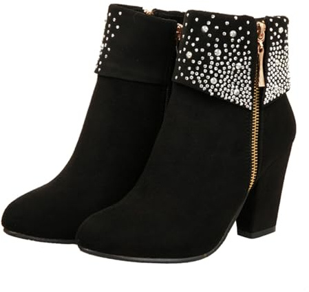 Beaupretty 1 Par Botines de Tacón Cortos para Mujer de Boda Elegantes con Tacón Botines Chic de Invierno para Ocasiones Formales
