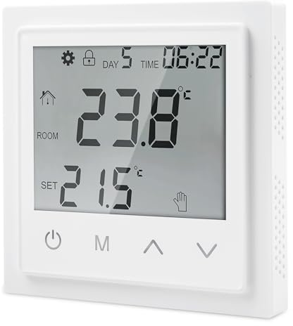 Termostato digital para calefacción por suelo radiante, termostato eléctrico con programable para regulador de temperatura ambiente, termostato de calefacción, empotrado, pantalla LCD, termostato de