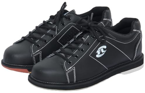 SDEQA Chaussures de Bowling pour Hommes Baskets de Bowling en Cuir à Lacets,Noir,42 EU