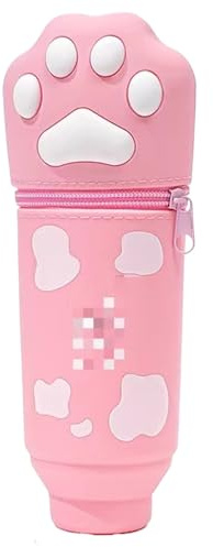 Pen Case with Paw Motif - Portable with Large Capacity Made of Silicone Cartoon Pencil Case | Cat Paw Pens Rulers Storage Bag for Scissors Correction Tape Eraser Sticky Notes Office