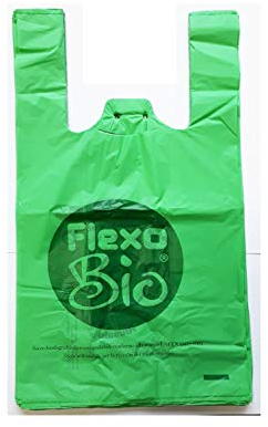 100 buste sacchetti biodegradabili compostabili 22+12x40 norma EN 13432 per negozi alimentari, usi domestici a strappo e asola per appenderli