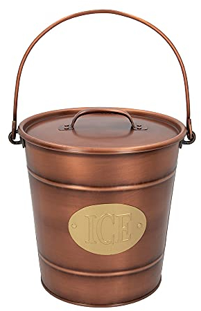 AKTIVE Secchiello per il ghiaccio in metallo con coperchio e manico effetto rame, capacità 4,5 L, design vintage ideale per bevande fredde in giardino, terrazza, campeggio, feste
