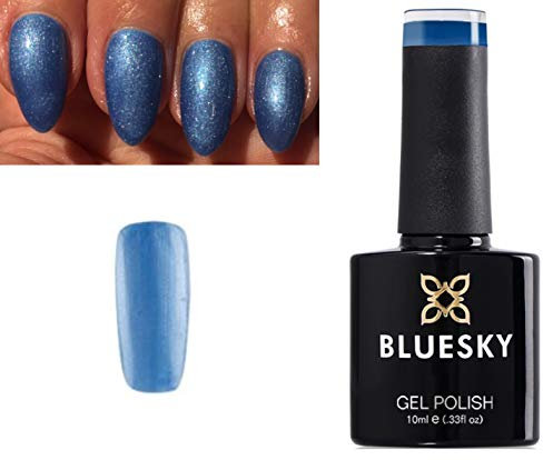 Bluesky Gel Nail Polish Blue Shimmer Water Park Garden Muse Nail 80601 UV LED Soak Off 10ml (Requires Drying under UV/LED Lamp)