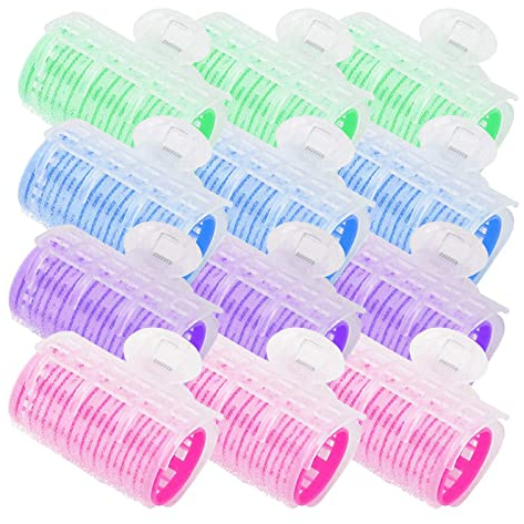 Lockenwickler Selbsthaftend,Zuzer 12pcs Groß Lockenwickler Rollen Haar Roller Lockenwickler für Damen Männer und Kinder(Pink + Blau + Lila + Grün)