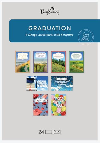 Dayspring – grattis examen – examen – 8 designsortiment med skrift – 24 bulkförpackade kort och kuvert (J4924)