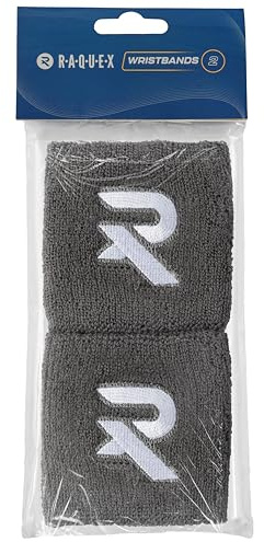 Serre-Poignets Raquex - Matière Extensible en Coton Doux. 8 cm ou 13 cm de Largeur. Bandeaux Anti-Transpiration de Sport pour Hommes et Femmes. 7 Couleurs Disponibles - Gris (8 cm)