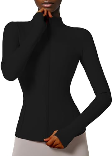 Locachy Veste de sport pour femme avec poches et fermeture éclair intégrale, Medium