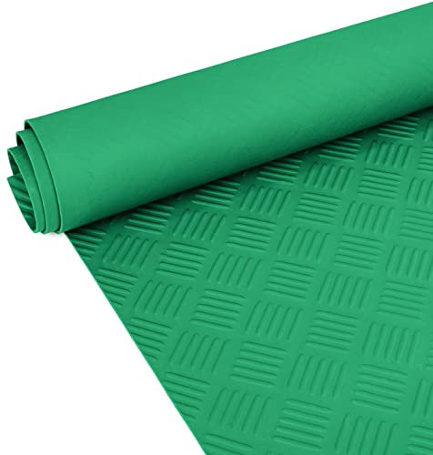 ANRO Tappetino in gomma scanalato al metro, 3 mm, in lamiera striata come pavimento da officina, rivestimento per pavimenti, panchina da lavoro, tappetino in gomma per rimorchi, garage, verde, 120 x