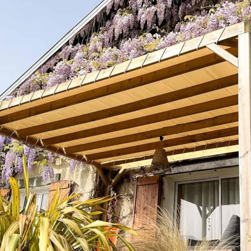 Pergola-Plane Cremeweiss 3x5 m - 8 Jahre Garantie TECPLAST - LP640PR - wasserdichte PVC Plane für Pergola oder Gartenlaube