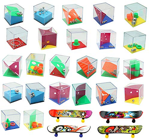 Harxin 24Pcs Geduldsspiele,4 Finger Skateboard,Mini Denkspiel Lernspielzeug,Geschicklichkeitsspiel für Kinder Erwachsene, Knobelspiel, Gastgeschenke,Stress Ablassen (Challenging Spielzeug)