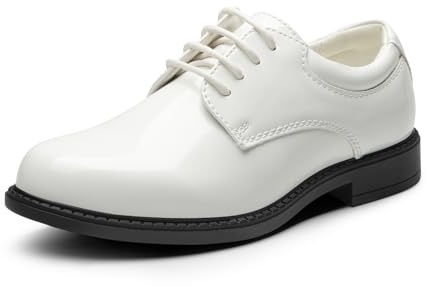 Bruno Marc pojkskor klassiska Oxfords, Vit-pat, 6 Big Kid
