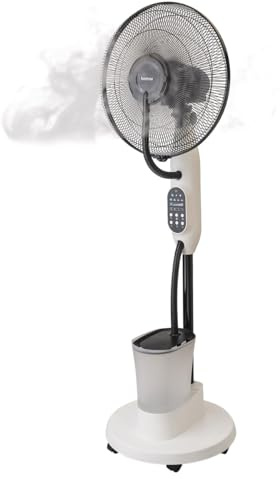bimar VPN42 Ventilatore a Piantana con Nebulizzatore e Ventilazione Intensità Aria Regolabili. Ventilatore Elettronico 3 Velocità con Timer e Telecomando. Elica Ø 40 cm con 3 Pale