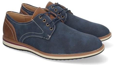 shoes&blues.es 82683 Zapatos Hombre Elegantes con Detalles en Contraste, Suela Antideslizante, Puntera Redondeada y Cierre de Cordones Ideal para Eventos. Azul Talla 41