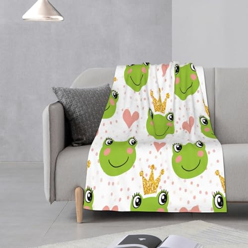 CIUNVXD Versátil Manta de Peluche 130x150 Manta temática Rana Manta acogedora Rana mullida colchas sofá Mantas de Franela Mantas para Camas Infantiles (B, 130 x 150 cm)