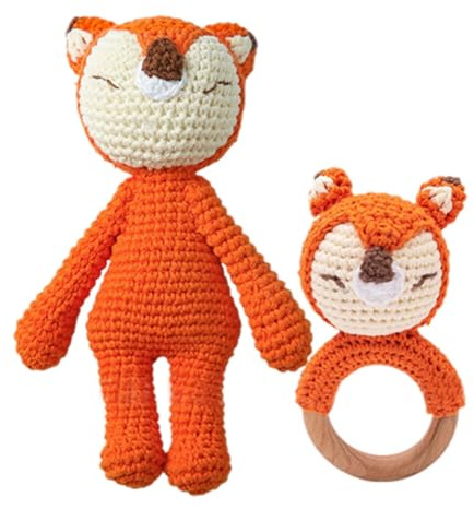 Greifringe Baby Baby Gehäkelt Greifling Babyrassel Handmade Rassel Greifling Baby Rassel Beißring Holz Babyrassel Greifling Spielzeug Häkel Rassel Geschenk för Geburt