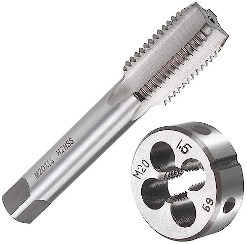 Saipor M20 X 1,5 Metrisch Gewindeschneid und Gewindeschneideisen M20 X 1,5mm HSS Gewindebohrer und Schneideisen, Rechtsgewinde Feingewinde Schneider, Gerade Geriffelt Gewindeschneider