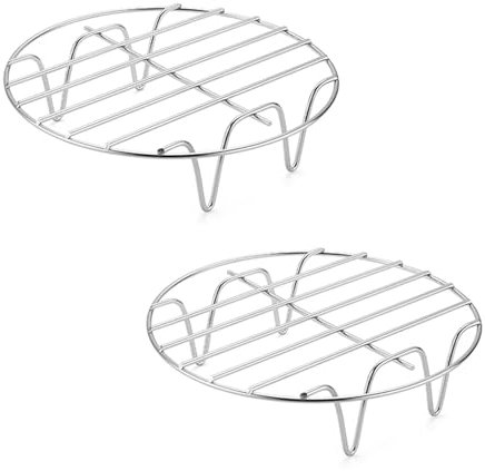 Penlimly 2X Rejilla para Freidora de Aire 9 Pulgadas, Soporte de Acero Inoxidable Parrilla para Freidora de Aire, Accesorios para Freidoras de Aire, Multiusos Rejilla para Cocinar al Vapor, Enfriar