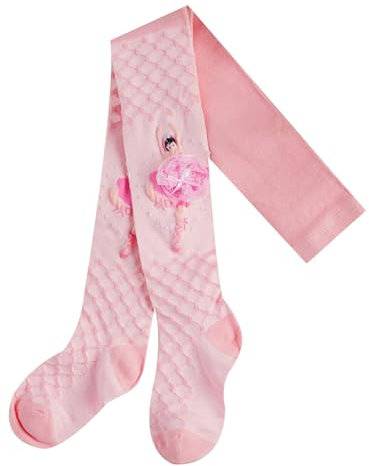 RUNQHUI Ballett Tanz Strumpfhose Mädchen Feinstrumpfhose Ballett Hose elastisch Stretch Strumpfhose mit Fuß Tanz Sport Gymnastik Leggings Rosa 122-134