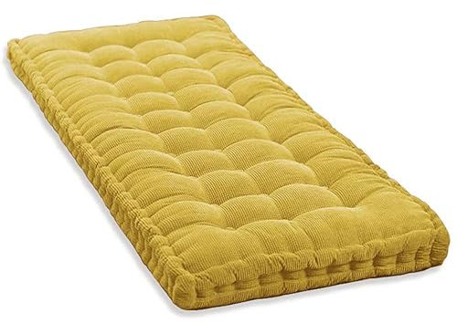 Cojín extra grueso de algodón con relleno de 10 cm, ideal para 2/3 seatres, banco, suelo, asiento, colchoneta para jardín, patio, columpio, 160 x 40 cm, color amarillo