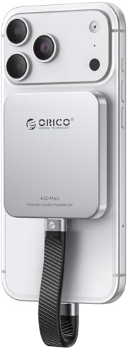 ORICO 2TB Externe SSD Magnetische bis zu 2000 MB/s, 4K ProRes HDR Aufzeichnung und Speicherung, Portable SSD Nur Kompatibel mit iPhone 15/16 Series, Smartphone, Computer mit Typ-C Anschluss K20Mini