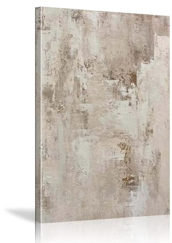 18meng Art Lienzo abstracto cuadros 60 x 40 cm beige blanco lienzo lienzo 1 pieza impresión artística moderna grande XXL salón dormitorio decoración pared lienzo diseño mural mural listo para colgar