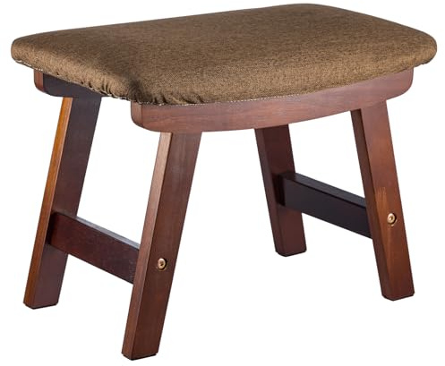 Foot Stool Wooden Stool Ottoman Shoe Change Shoes Small Footstool Suitable for Bedroom Living Room and Kitchen Beige (Brown)