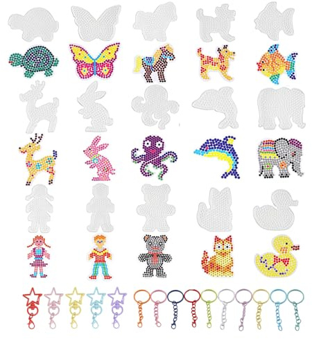 15 plaques de perles à repasser pour perles de 5 mm - Modèles d'animaux - Plaques à perles avec papier à repasser - Accessoires pour plaques de perles - Perles à repasser pour enfants garçons filles