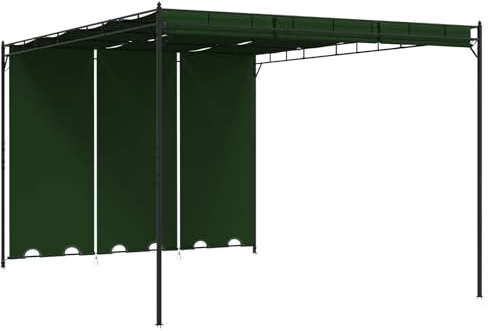 Mokuyary Padiglione 4 x 3 x 2,3 m Verde Poliestere e Acciaio Tenda di Ricezione, Gazebo Padiglione per Campeggio, Eventi, Terrazze e Festival