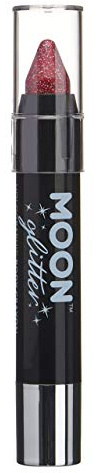 Holographic Glitter Paint Stick / Body Crayon makeup for the Face & Body by Moon Glitter - 3.5g - Red