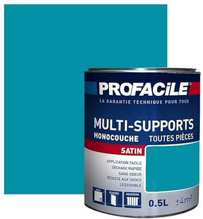 PROFACILE Peinture intérieure multi-supports, satin, murs, plafonds, boiseries, radiateurs, sans odeur, plusieurs teintes 0.5 litre