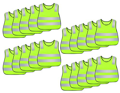 AIEOE 20 Stück Kinder Sicherheitsweste Hohe Sichtbarkeit Reflektierende Westen Warnwesten mit elastischen Bändern für Laufen Radfahren Joggen