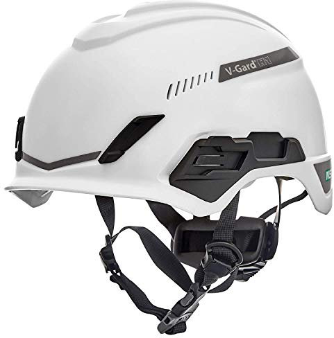 MSA V-Gard H1 Trivent Safety Climbing Helmet - Ventilated - White - 52–64 cm - Hard hat with chinstrap for Work at Height and Rescue - EN12492 & ANSI