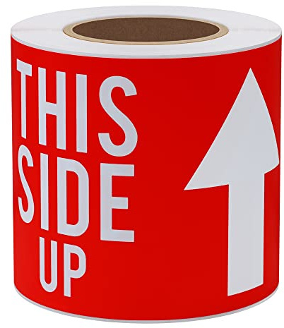 Aleplay This Side Up Stickers 7,6 x 12,7 cm Fragile Shipping Handing Etichette di Avviso Adatto per Consegna aziendale, Magazzino, Fabbrica, Logistica - 100 adesivi per rotolo