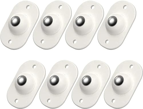 8 Piezas Rueda de Polea Universal para Muebles, Ruedas Adhesivas Giratorias, Mini Ruedas Universales de Acero Inoxidable,Poleas para Mover Cajas de Basura, Color Blanco
